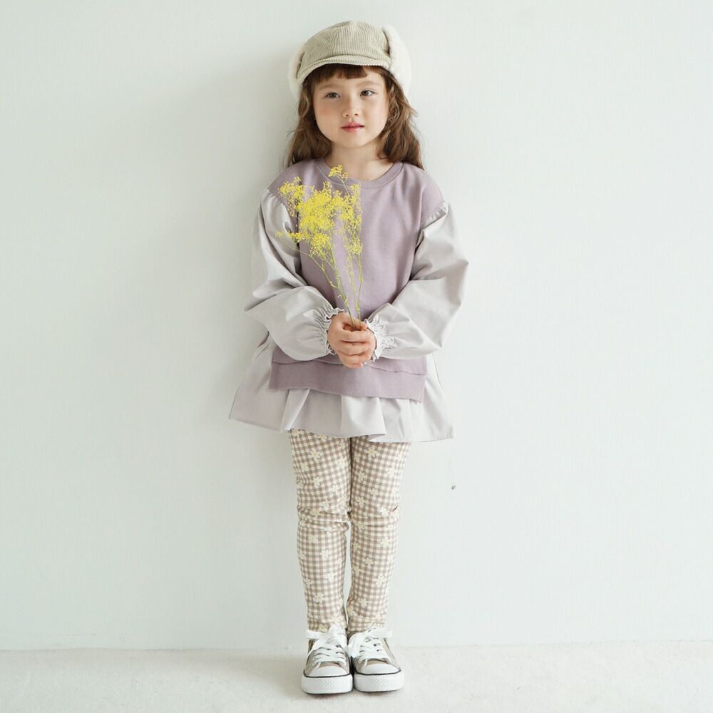 日本 evercloset - 假二件甜美蝴蝶結長袖上衣-薰衣草