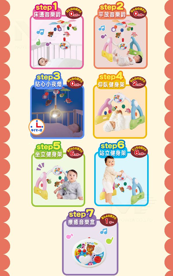 日本 Toyroyal 樂雅 - 七合一音樂健身組合-(音樂鈴/健力架/小夜燈)-0個月以上