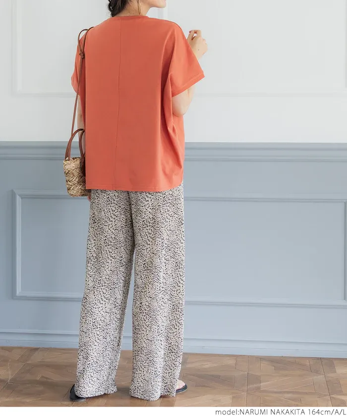 日本 COCA - 透氣印花修身寬褲-豹紋