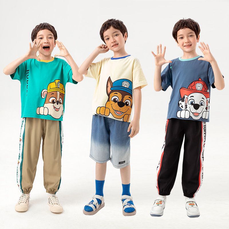 汪汪隊休閒棉質短袖上衣-卡通人物小礫-綠+黃