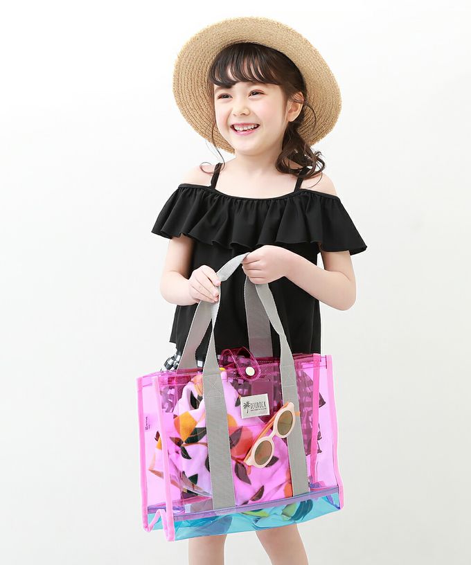 日本 devirock - 果凍色系PVC游泳/玩水包-耀眼橘x綠 (26.5x36x13.5cm)