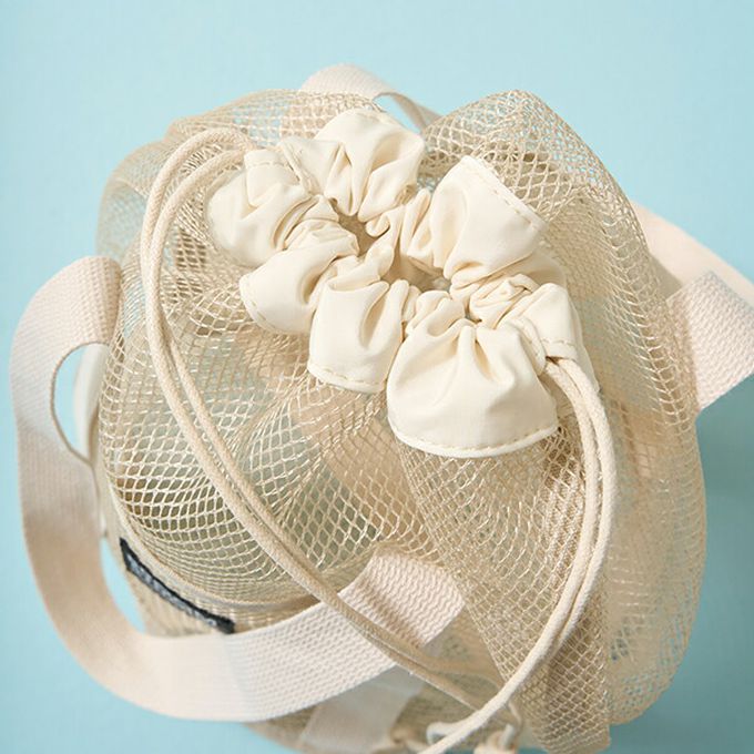 日本 b-ROOM - 網格圓筒沙灘包/玩水包-軍綠 (33x22x22cm)