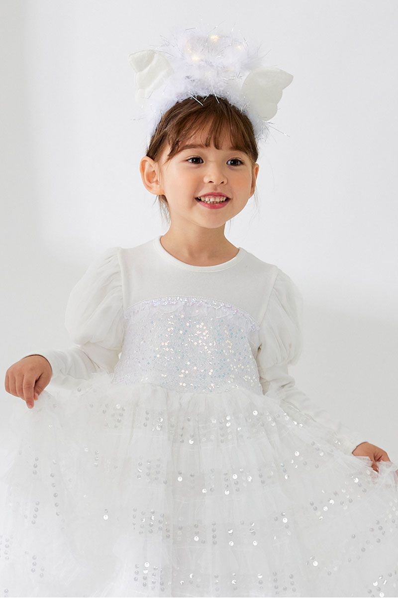 韓國 OZKIZ - 白雪天使洋裝(附發光髮飾)-白