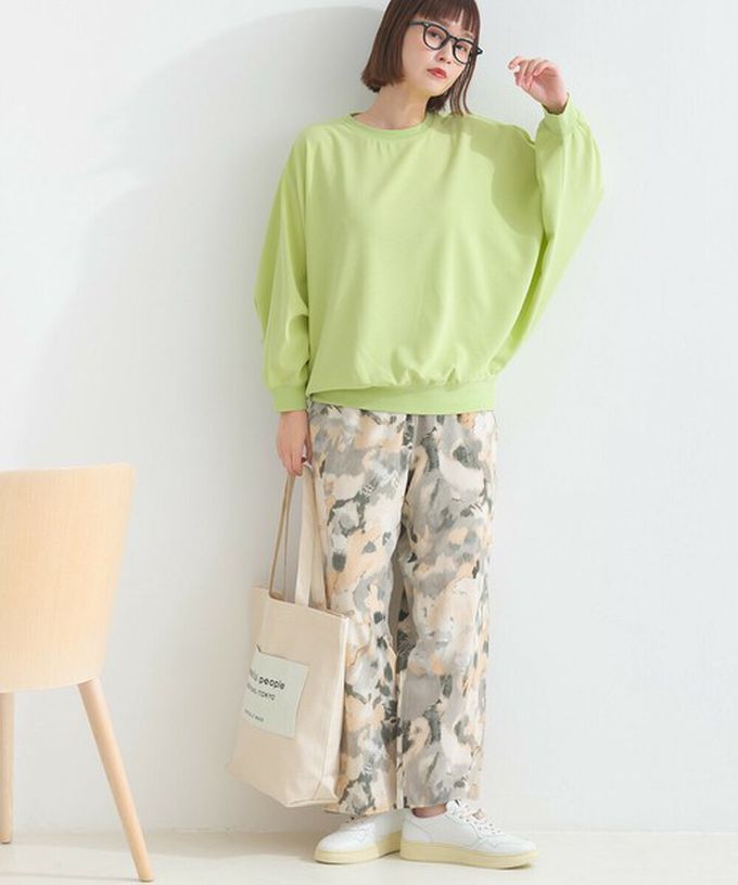 日本 le colis - [人氣款]柔和季節感印花輕盈寬褲-暈染-灰卡其