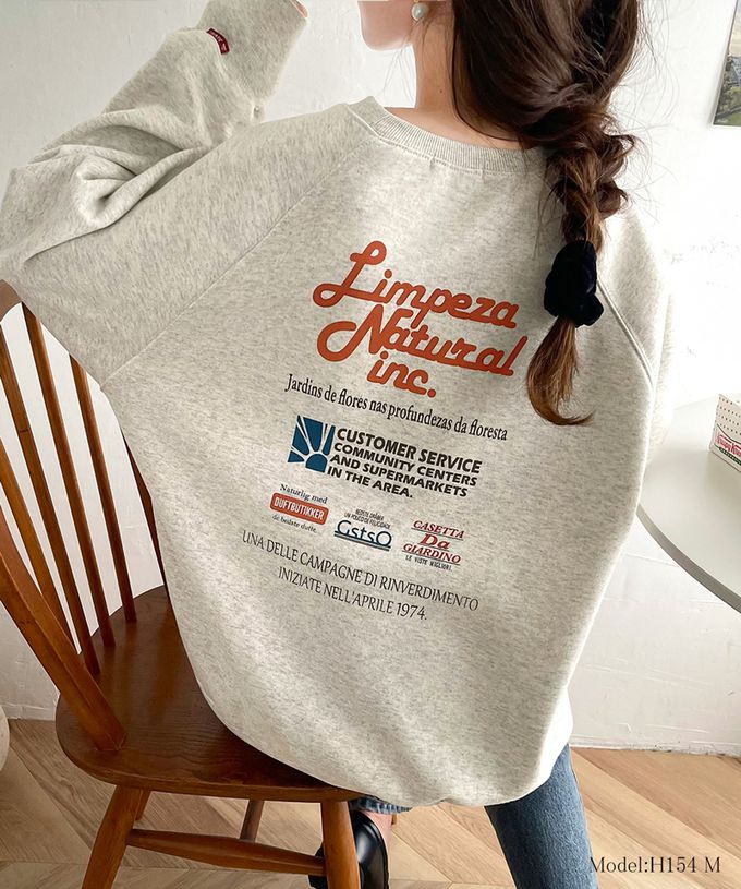 日本 Classical Elf - Java 背後美式logo裏起毛長袖上衣-煙燻粉