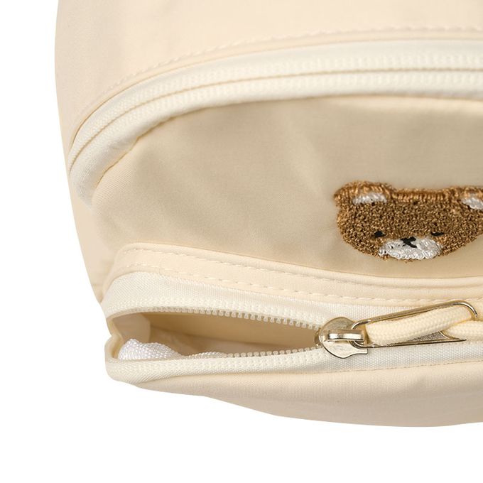 akachan honpo - 防走失背包-小熊刺繡-象牙白色