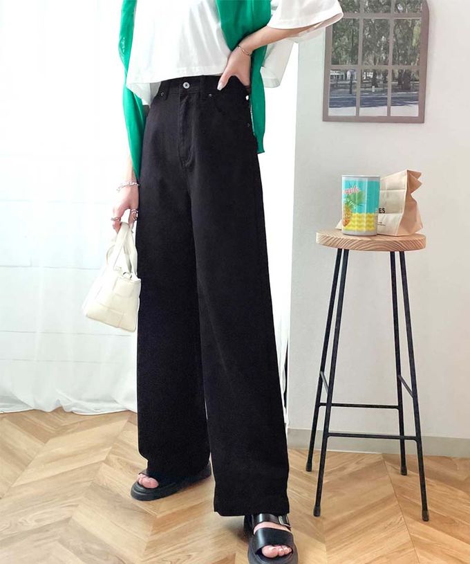 日本 Classical Elf - 熱銷必收！純棉厚磅顯瘦美腳寬褲-黑