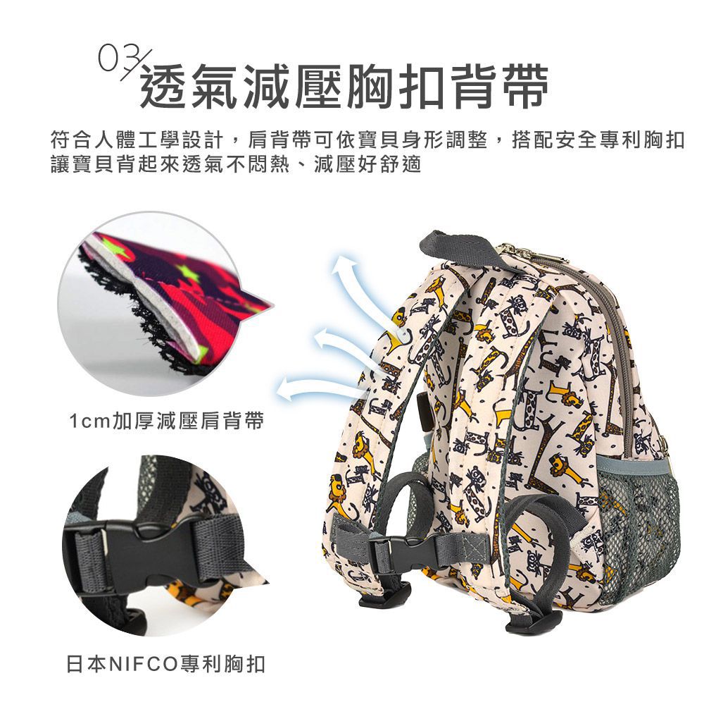 HUGGER - 防走失背包(馬達加斯加)牽繩可拆-學齡前幼兒園寶寶學步期外出小後背包 (1-3Y)