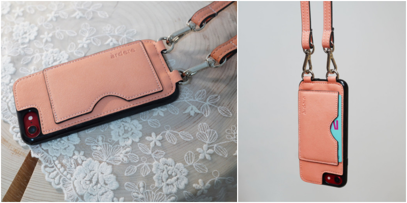 韓國 ARDERE - 附卡夾背繩防摔手機殼-薰衣紫