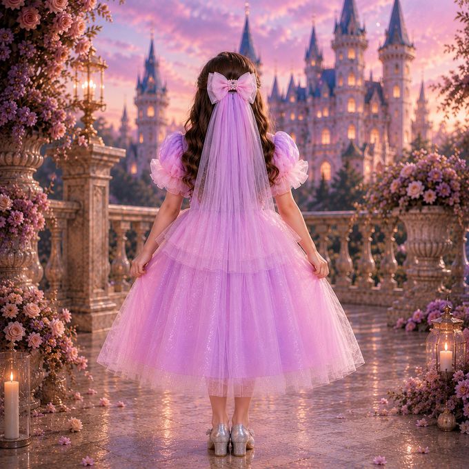 女童公主蓬蓬洋裝皇冠造型兒童禮服