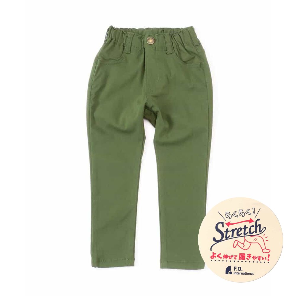 品牌定番 超彈力百搭合身長褲-軍綠