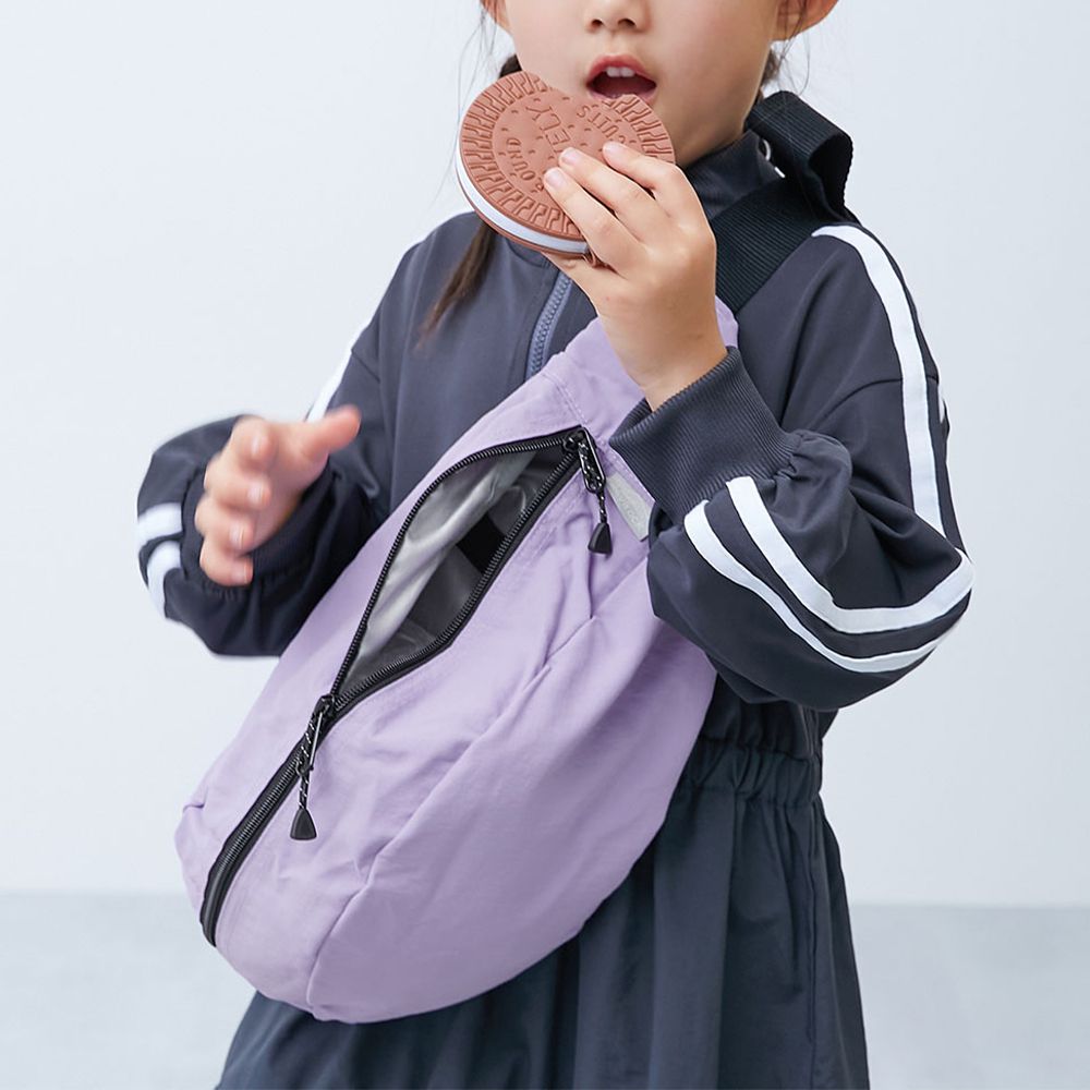 飽和色大容量側揹腰包(親子通用)-薰衣草 (約17x43x11cm)
