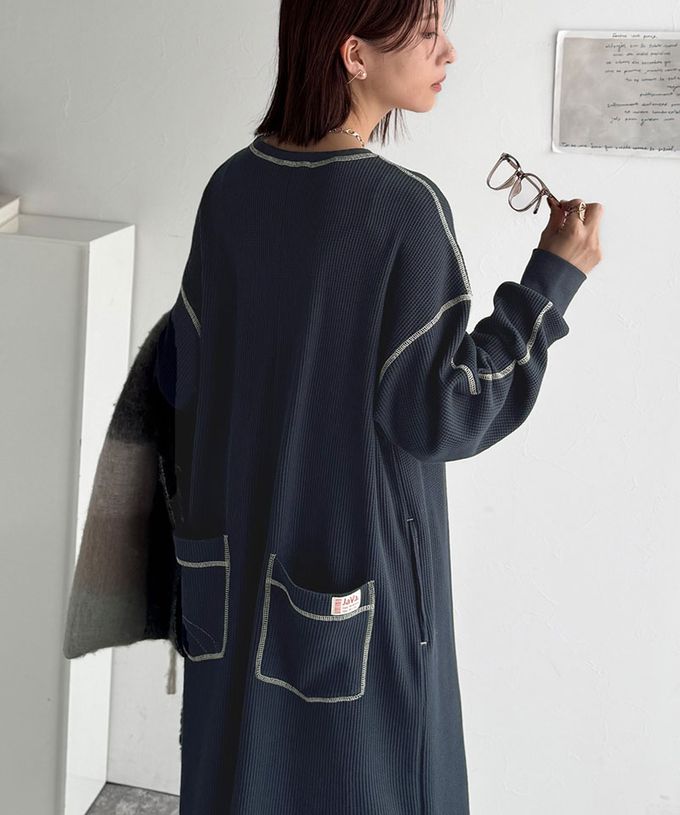 日本 Classical Elf - Java 俏麗縫線大口袋長袖洋裝-黑