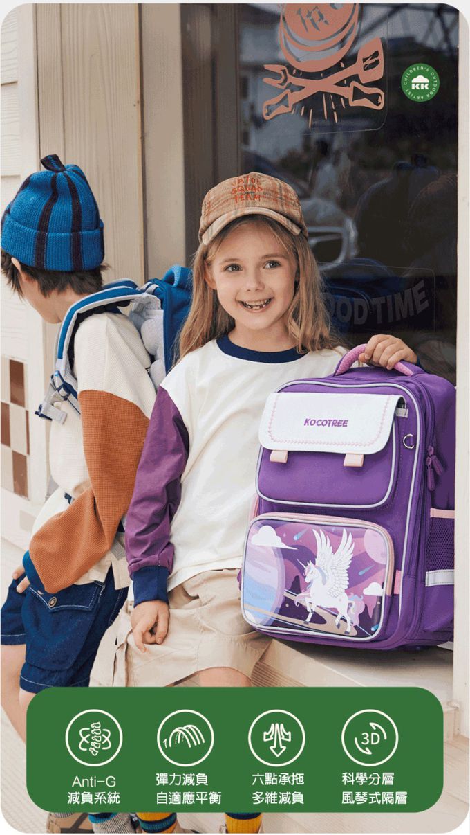 kocotree - 減壓大容量護脊書包-小碼-銀河大冒險藍