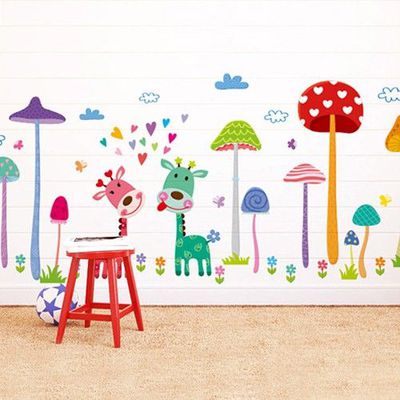 JB Design - 時尚壁貼-蘑菇森林長頸鹿 (70cm*50cm)