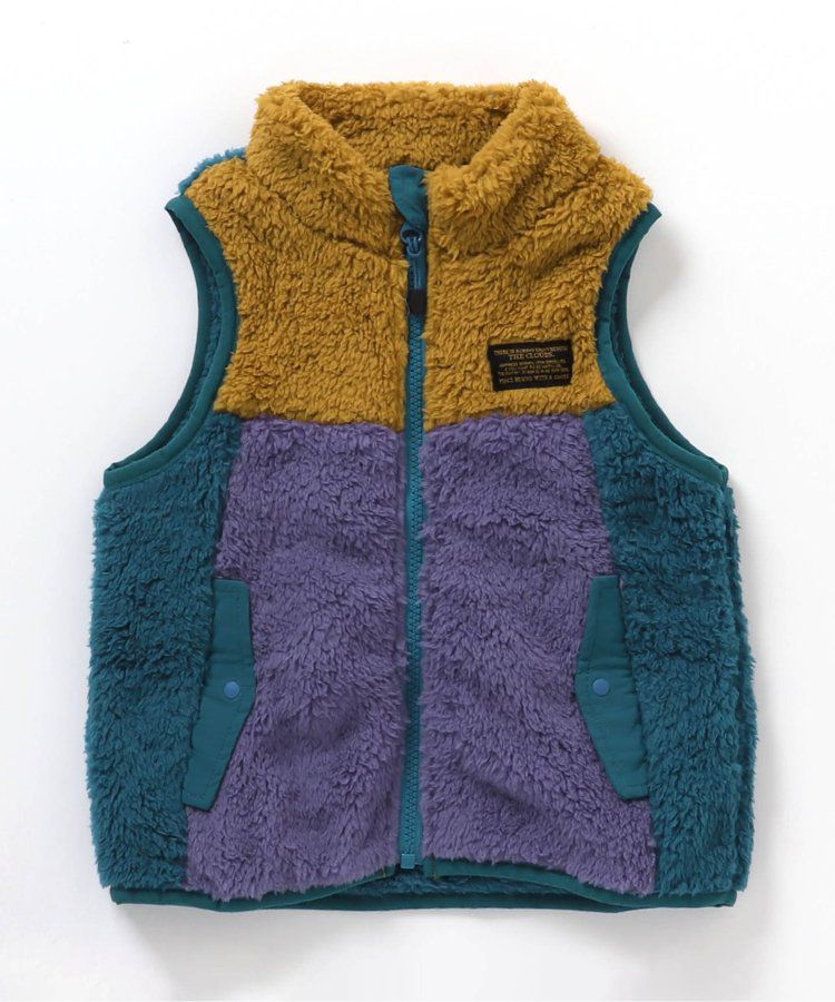 日本 BREEZE - 時尚絨毛花色搖粒絨背心-草綠