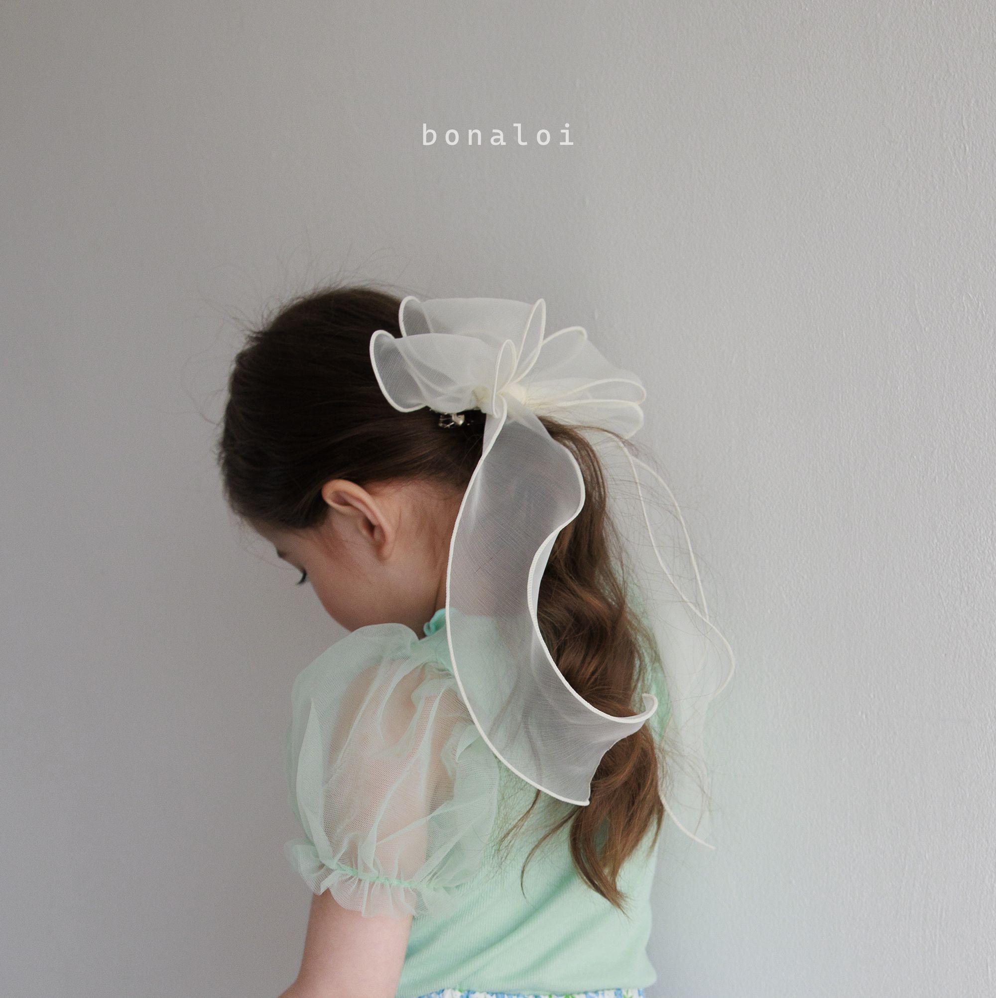 韓國 Bonaloi - 紗質蝴蝶結髮飾/髮夾-白