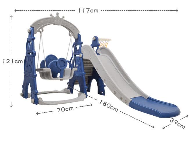 Phoebe - 巴黎鐵塔多功能兒童鞦韆溜滑梯組(附籃球框及籃球)-公主粉