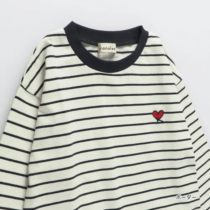 日本 BRANSHES - 100%棉 可愛女孩印花長袖上衣-手寫筆記-炭灰