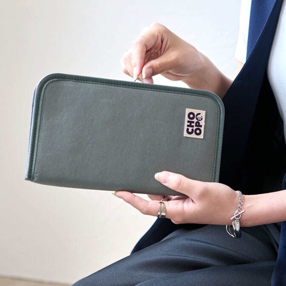 存摺護照卡片多用途收納包-(防盜設計)-灰