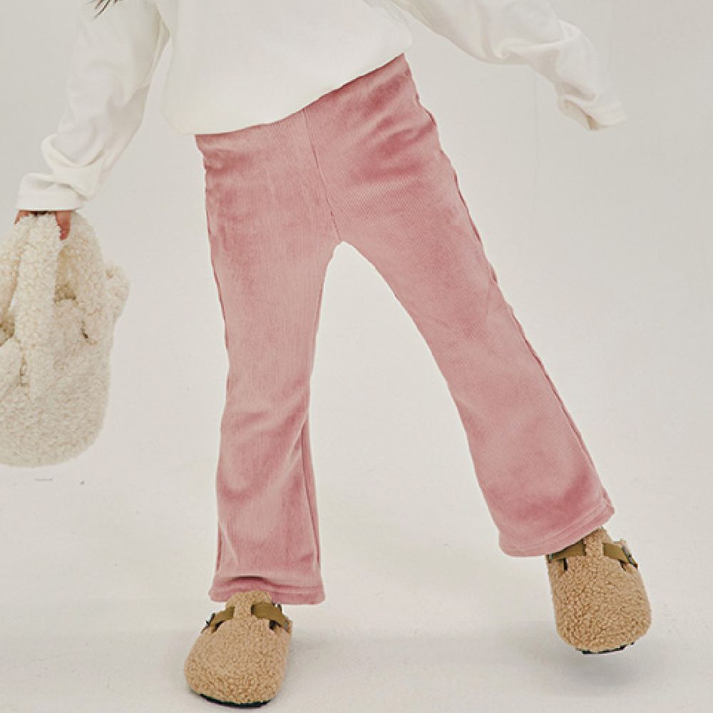 W.S.B. 鬆緊腰燈芯絨內刷毛小喇叭褲-乾燥玫瑰粉