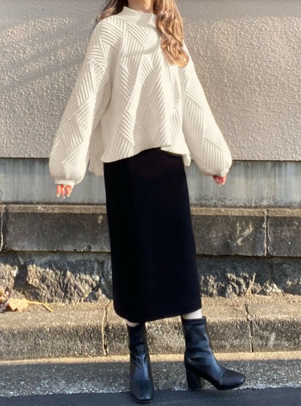 日本 GRL - 秋冬定番柔軟針織長裙-黑