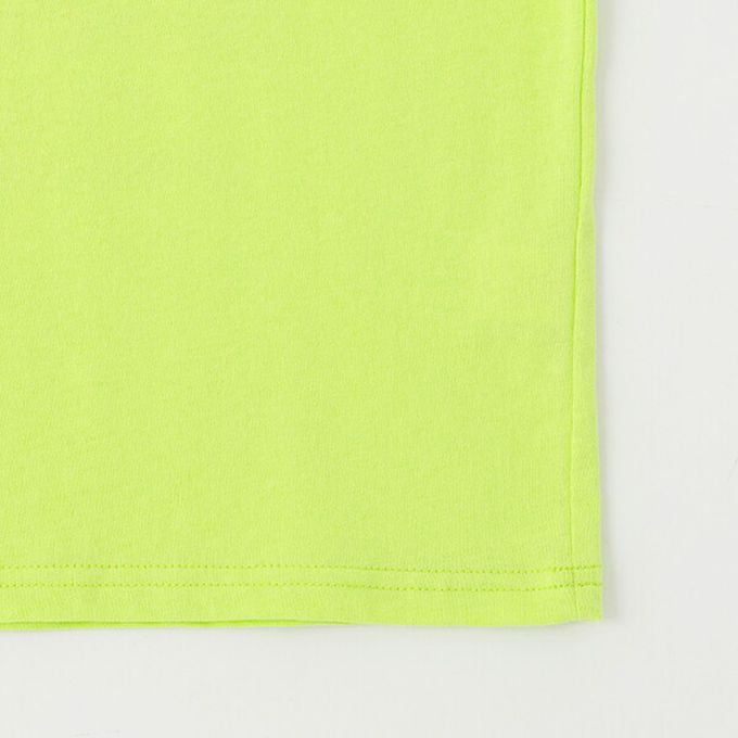 日本 petit main - 100%棉 夏季感印花短袖上衣-綠洲-亮黃