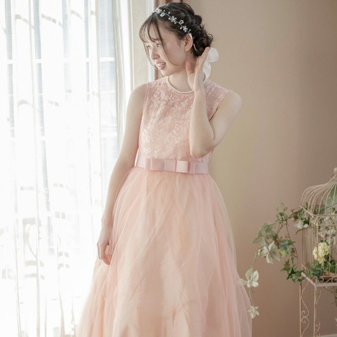 日本 Catherine Cottage - 浪漫蕾絲薄紗長洋裝/小禮服-奶油米