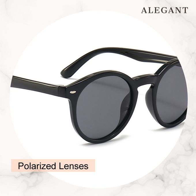 ALEGANT - 奇幻探險小熊黑兒童專用輕量矽膠彈性太陽眼鏡/UV400圓框偏光墨鏡