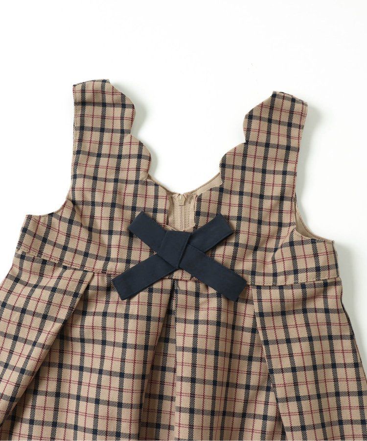 日本 apres les cours - 奢華感2WAY前後穿扇貝邊背心裙-卡其格紋