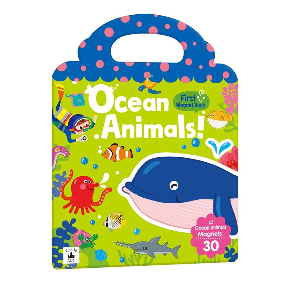 英文磁鐵遊戲書-First Magnet Book - Ocean Animals-內含30個認知磁鐵+3摺頁超大場景