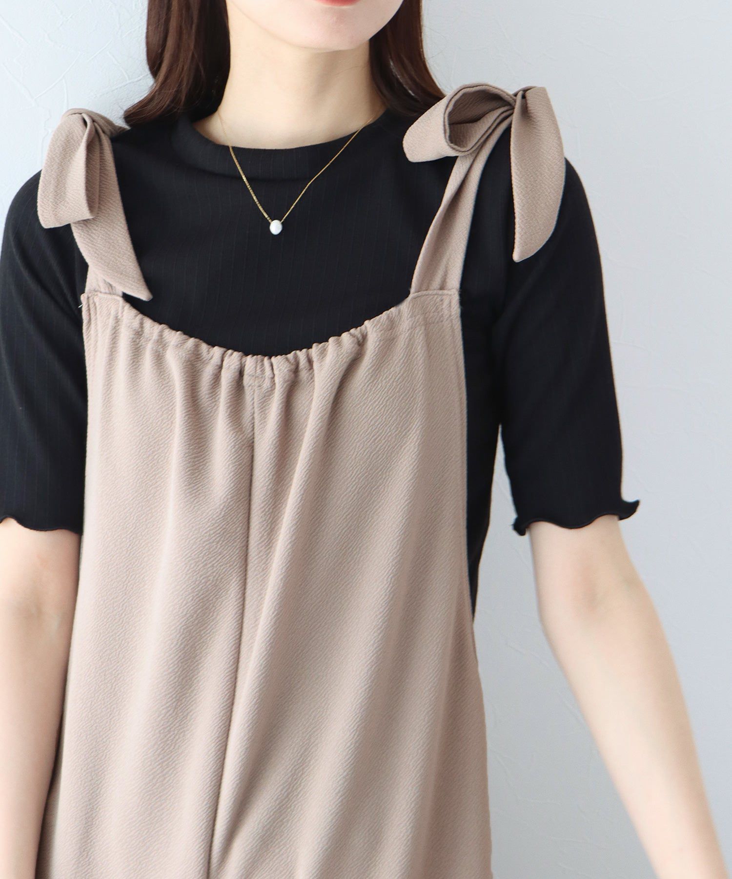 日本 BLUE EAST - 休閒扭結垂墜連身褲-水藍