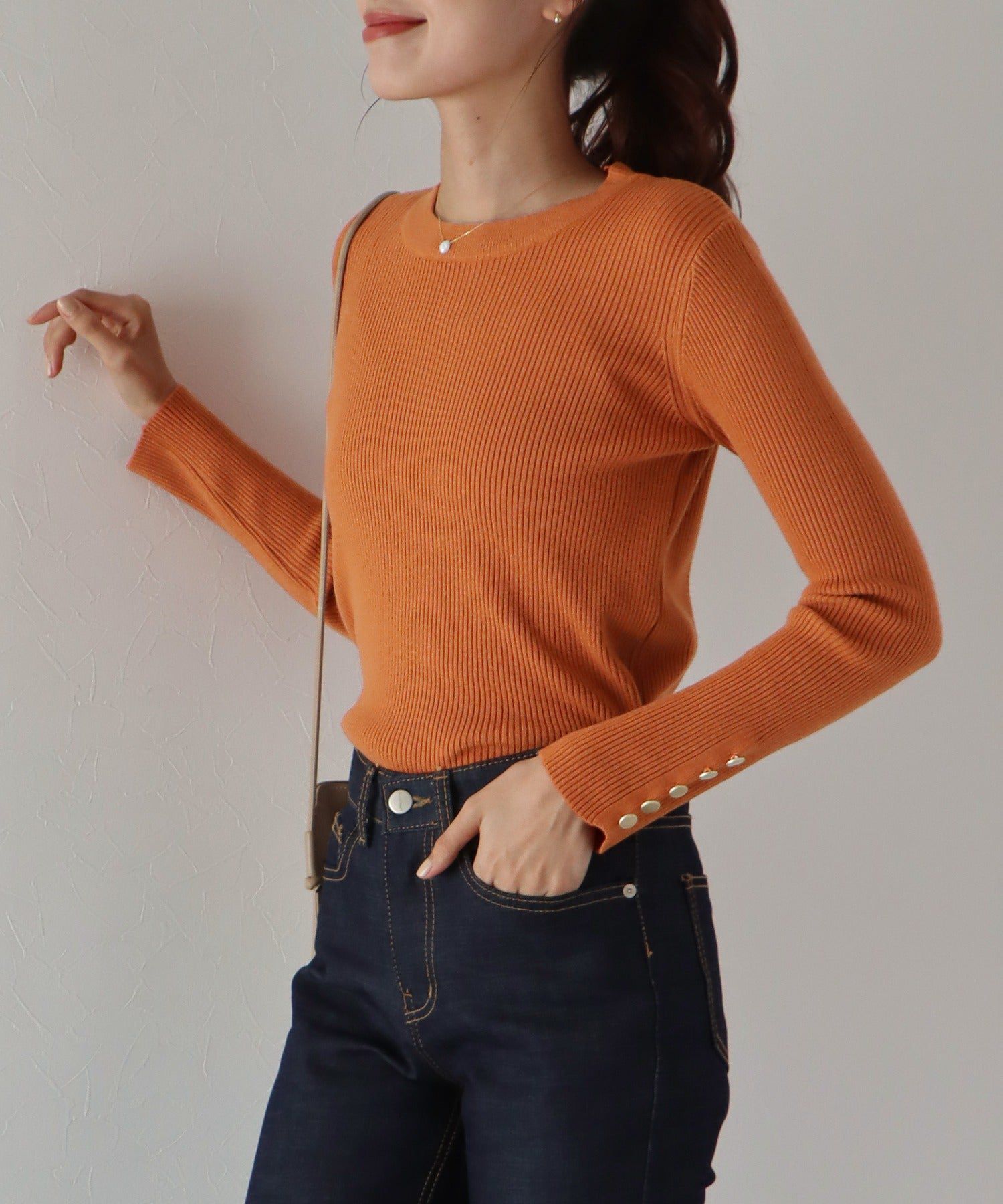 日本 BLUE EAST - 時尚金釦羅紋針織上衣-墨綠