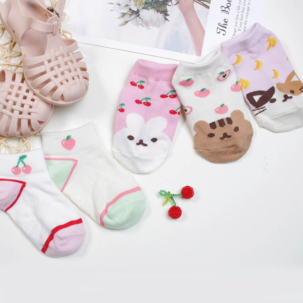 (五入組)韓製兒童短襪-可愛動物X水果