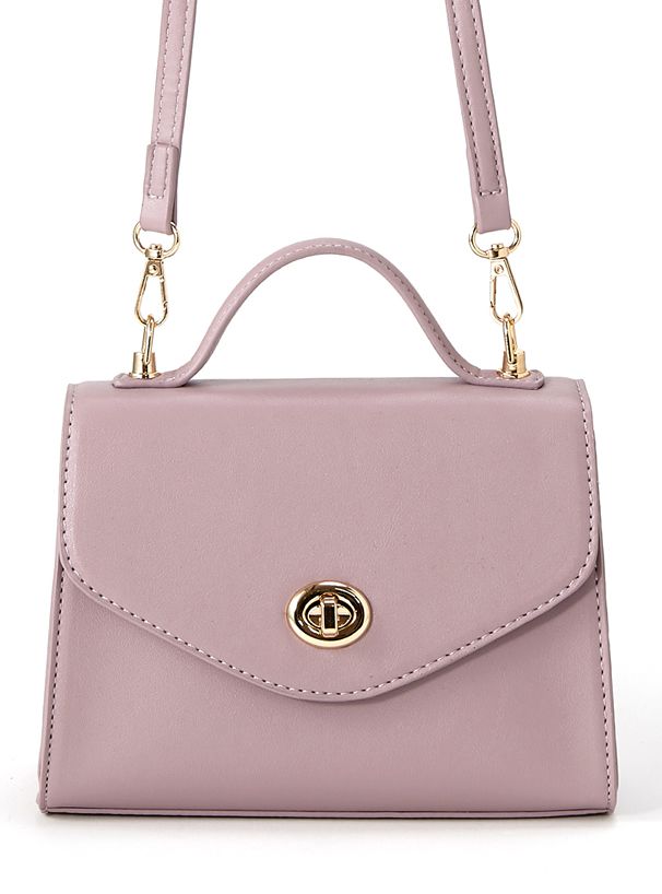 日本 GRL - 2WAY梯形金旋釦手提包/側背包-薰衣草