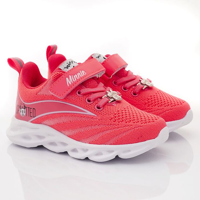 DISNEY童鞋 米妮飛織超輕運動鞋-123011桃紅(中小童段)-運動鞋-桃紅