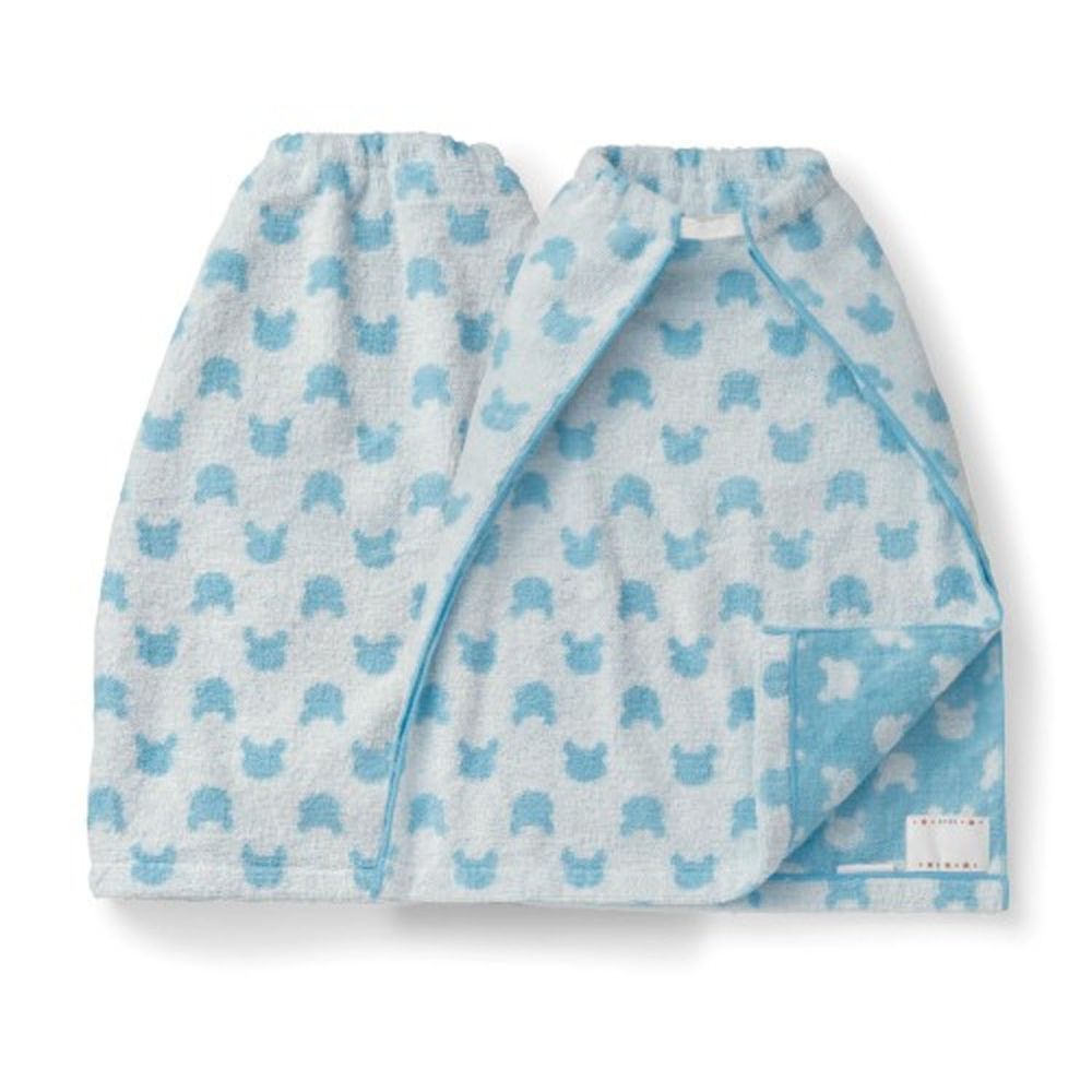 日本千趣會 - 毛巾圍兜2件組-熊熊-藍 (長(34x42.5cm(雙層)))