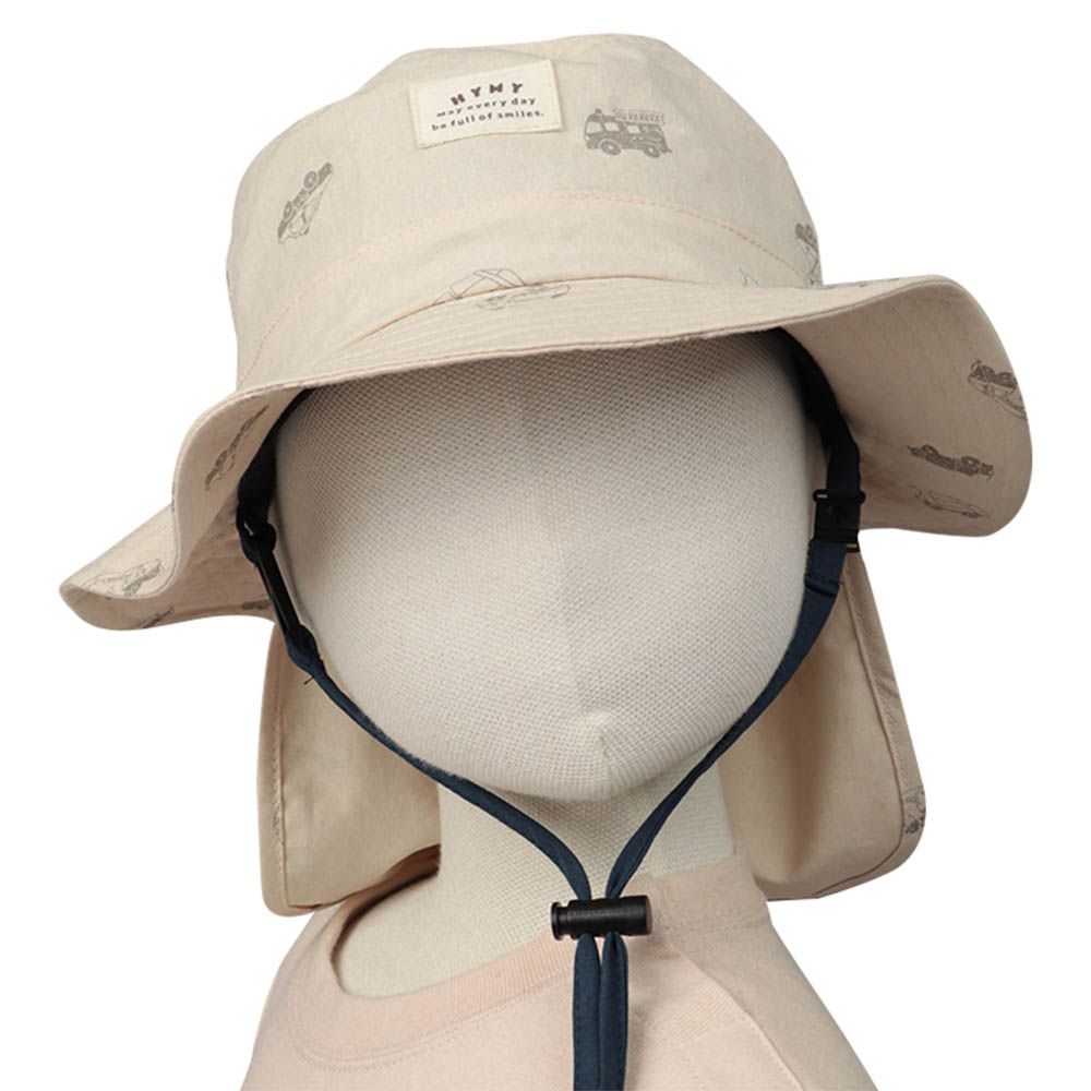 漁夫帽-滿版印花吸水速乾-淺卡其色
