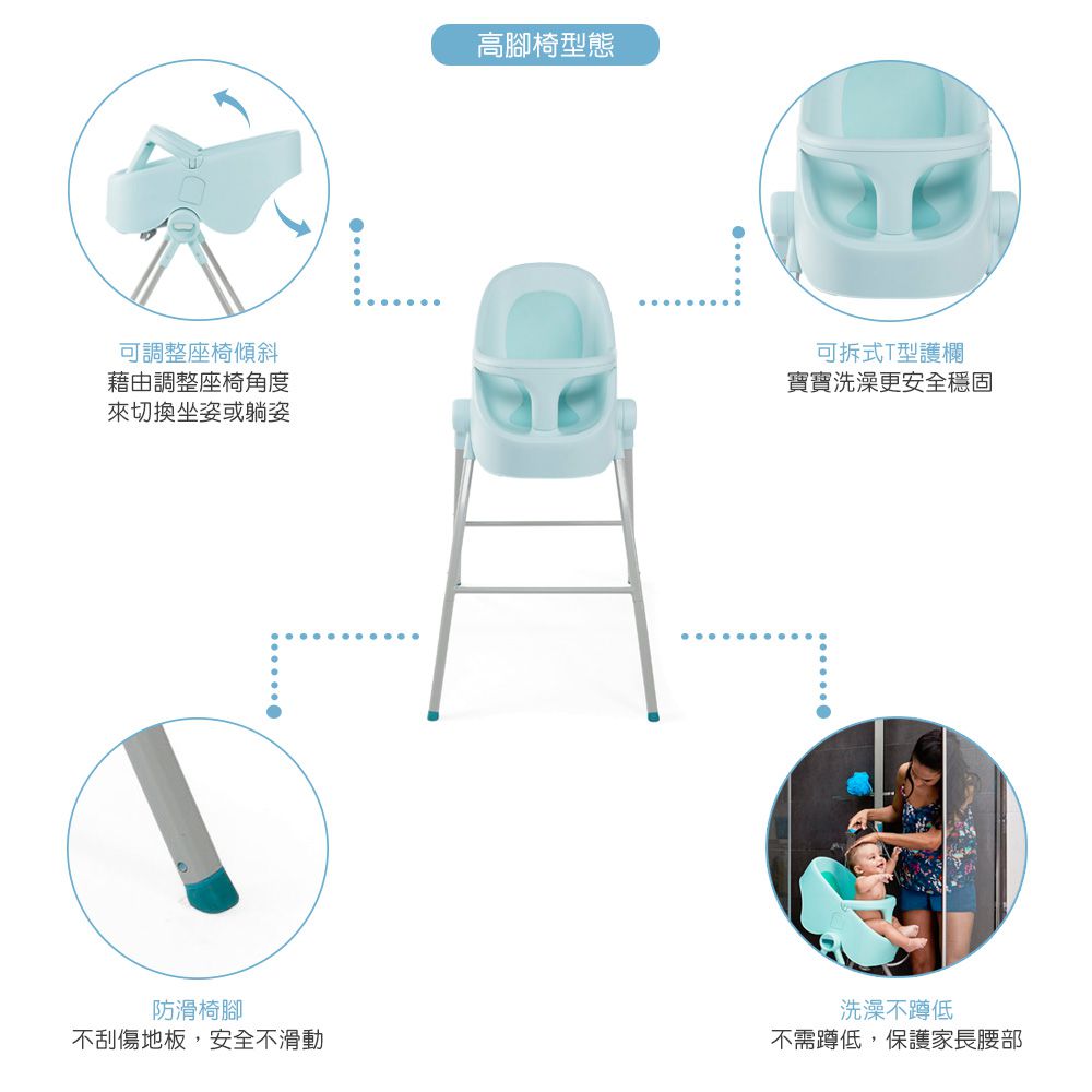 義大利 chicco - Bubble Nest多功能洗澡泡泡椅-薄荷綠