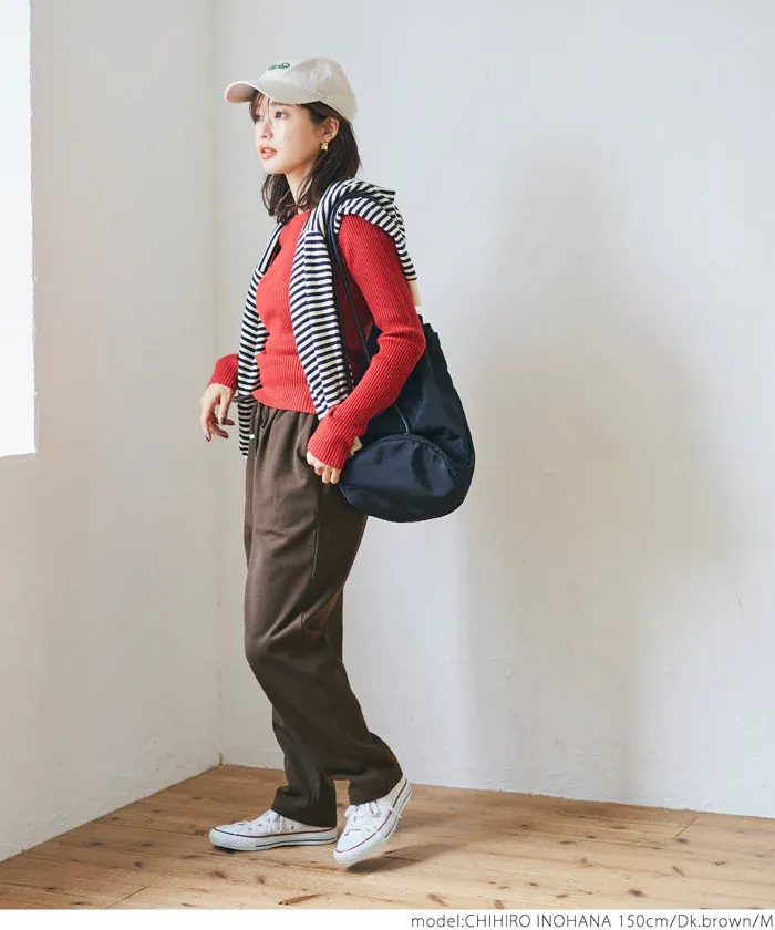 日本 COCA - 裏起毛率性休閒錐型褲-象牙白