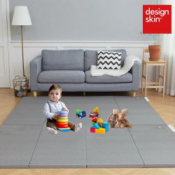 Design Skin - 4cm加大呎吋兒童摺疊遊戲地墊(皮革織紋防滑240*140cm)-尊爵灰-(240 x 140 x 4 cm)