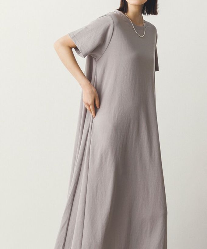 日本 Sans Souci 34+ - 接觸涼感 嫘縈傘擺素色短袖洋裝-咖啡棕