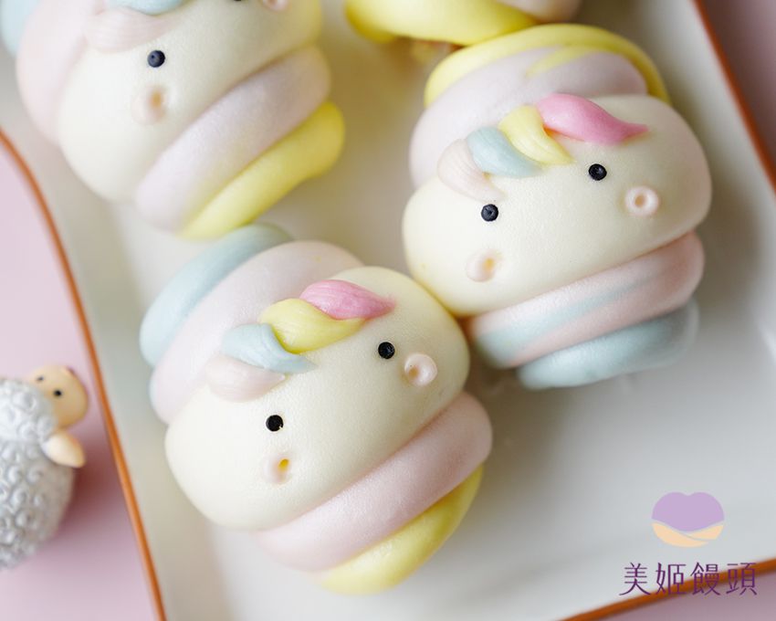 美姬饅頭 - 夢幻獨角獸爆漿乳酪熱狗捲鮮乳造型饅頭 (6入)-55g