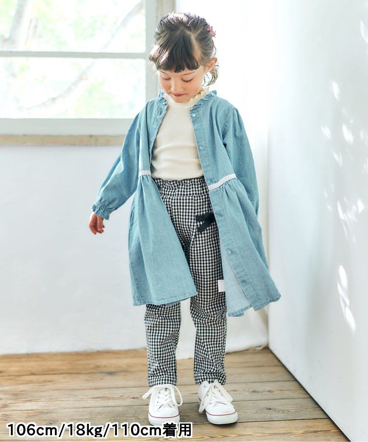 日本 apres les cours - 蝴蝶結口袋腰鬆緊長褲-黑白格