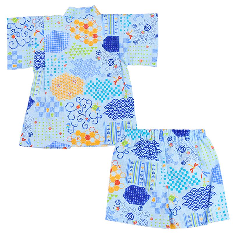 akachan honpo - 兩件式甚平-昆蟲-藍色