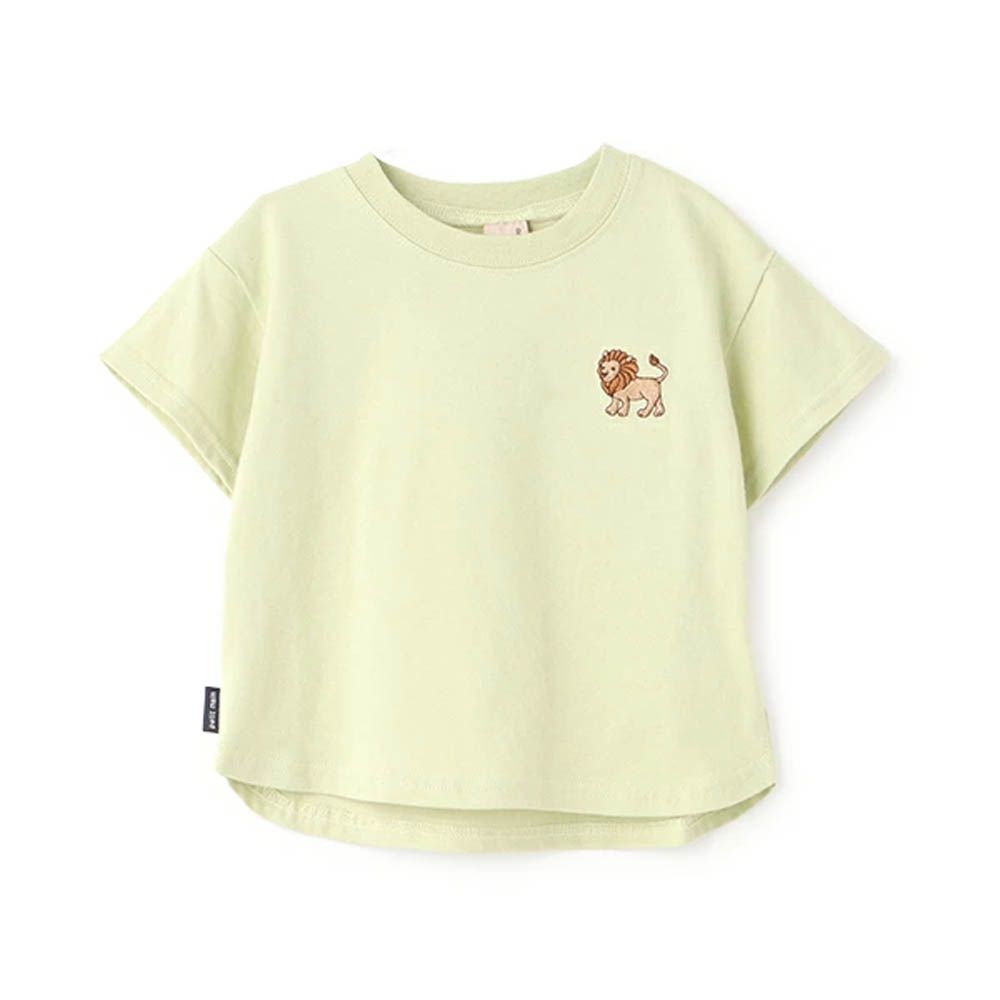 [低價]接觸冷感 刺繡短袖上衣-獅子-淺綠