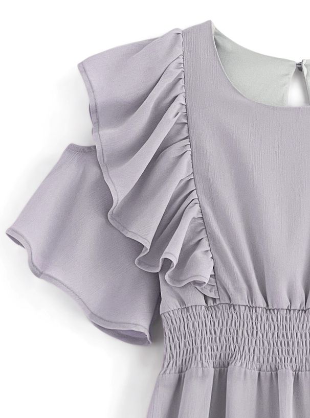 日本 GRL - 優雅剪裁收腰雪紡洋裝-深藍