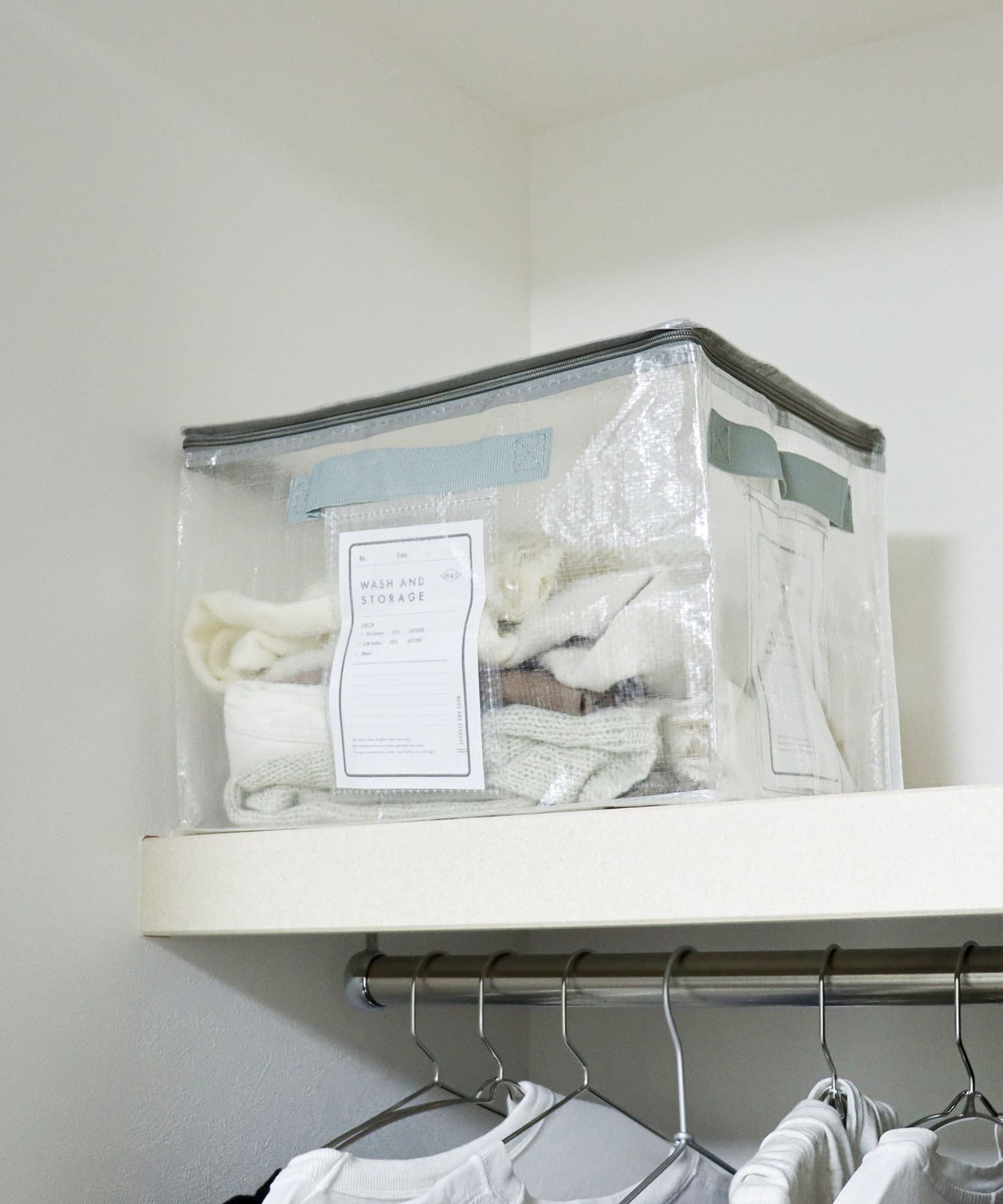 日本代購 - [日本主婦推薦] 半透明多功能衣物收納袋(可肩背/手提) 3入組-淺灰 (L(47x20x36cm))