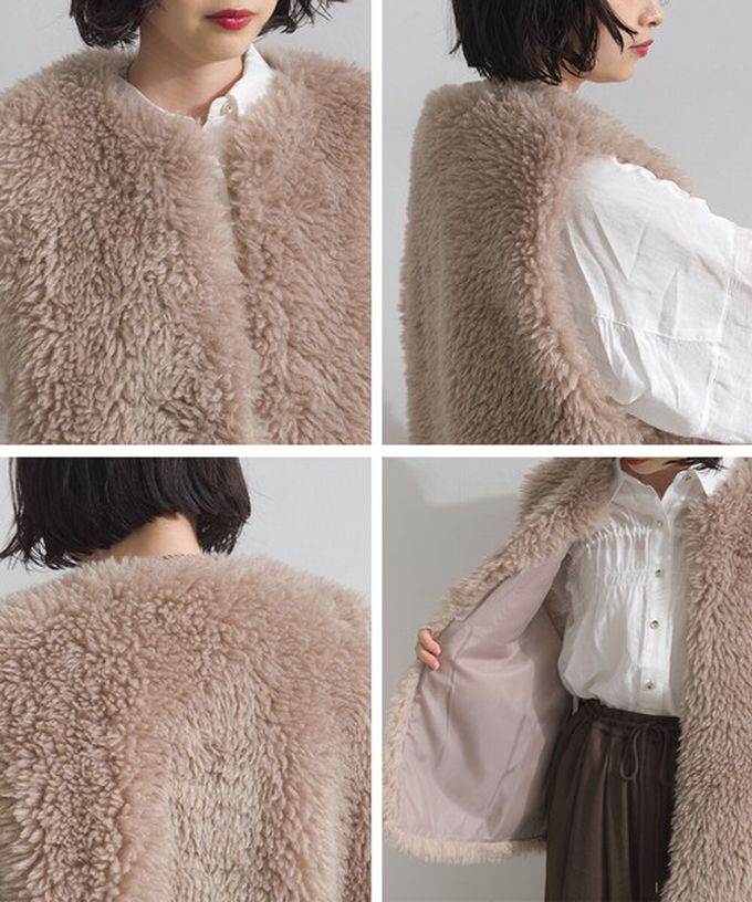 日本 ELENCARE DUE - QQ毛絨時尚搭配長版背心-卡其棕