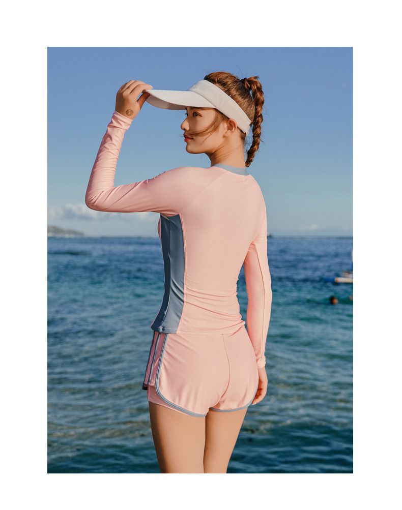 361° - 運動風長袖泳衣套裝(二件組)-粉色